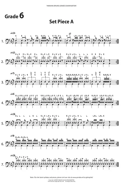 yamaha雅马哈Scores Set Piece A for Grade 6